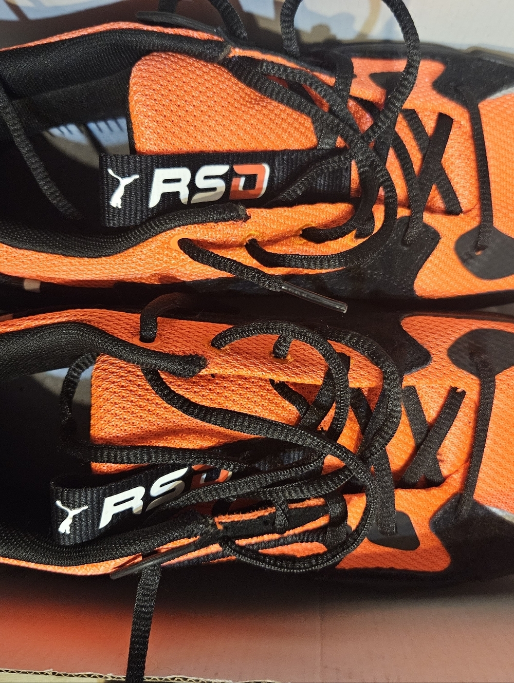 Puma RS-D Neon Orange & Black Sneakers Size Men 8.5